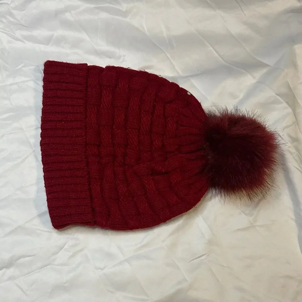 Burgundy Beanie with Pom Pom
